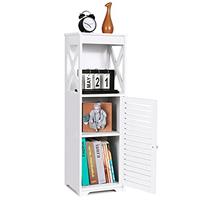 OUDIE Bathroom Cabinets,White Bathroom Storage Shelf Organizer Cupboard with Daily use Layer and 1 Cupboard Door