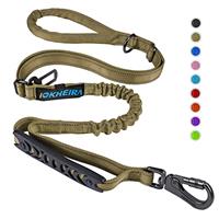 IOKHEIRA Bungee Leads with Car Seat Belt Buckle, Reflective Thread with Traffic Control Handle, Adjustable Dog Leash for Small to Large Dogs