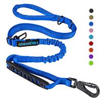 IOKHEIRA Bungee Leads with Car Seat Belt Buckle, Reflective Thread with Traffic Control Handle, Adjustable Dog Leash for Small to Large Dogs
