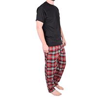 Gaffer Pajamas Set, Men's Cotton Lounge Pants with Check Design and Short Sleeve T-Shirt, Size S, M, L, XL, 2XL
