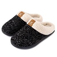 ULTRAIDEAS Ladies' Cozy Memory Foam Slippers Fuzzy Wool-Like Plush Fleece Lined House Shoes w/Indoor, Outdoor Anti-Skid Rubber Sole