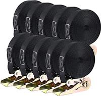 10 Pack Ratchet Tie Down Strap, 6m Heavy Duty Ratchet Straps, Tensioning Belts with Adjustable Lashing Straps Tensile Strength 800 kg, for Trucks, Motorbikes, Securing Cargo or Luggage