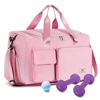 FIORETTO Womens Mens Sports Gym Bag Duffle Bag with Shoes Compartment, Weekend Travel Bag Overnight Bag for Women, Water Resistant Holdall Hospital Bag for Swimming Leopard Print