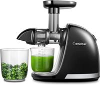 AMZCHEF Juicer Machines - Cold Press Slow Juicer - Masticating Juicer for Whole Fruits and Vegetables - Delicate Chew No Need to Filter - BPA Free Juice Extractor with 2 Cups and Brush - Black