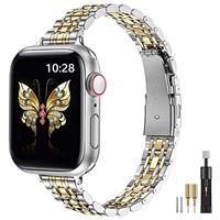 MioHHR Slim Straps Compatible with Apple Watch Strap 38/40/41/42/44/45/46/49mm, Thin Stainless Steel Metal Chain Band for Women iWatch Straps Ultra 2 1 Series 10 9 8 7 6 5 4 3 2 1 SE
