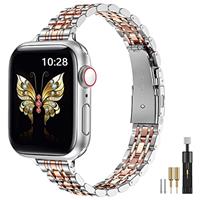 MioHHR Slim Straps Compatible with Apple Watch Strap 38/40/41/42/44/45/46/49mm, Thin Stainless Steel Metal Chain Band for Women iWatch Straps Ultra 2 1 Series 10 9 8 7 6 5 4 3 2 1 SE