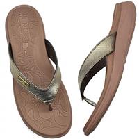 ONCAI Flip Flops for Women, Comfortable Leather Strap Orthotic Arch Support Summer Beach Flip Flops with Soft Cushion Yoga Foam Rubber Soles UK Size 3-10