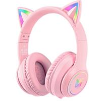 ONITOON Cat Ear Bluetooth Headphones with LED Lights - Wireless Over-Ear Headset with Microphone, Hi-Fi Stereo Sound, 55H Playtime, Volume Control for Kids/Adults (iPhone/iPad/PC/Laptop)