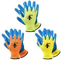Donfri 3 Pairs Kids Gardening Gloves Safety Work Gloves Waterproof Natural Latex Childrens Gloves for Girls Boys,Kindergarten, Infants, DIYJobs, Outdoor