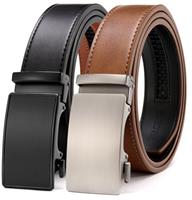 CHAOREN Leather Belts for Men 2 Pack - Ratchet Belt 1 3/8" in Gift Set Box - Micro Adjustable Belt Meet Almost Any Occasion and Outfit