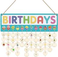 CHDITB Personalized Family Tree Birthday Reminder Board(16"x8"), Wooden Family Birthday Tracker Wall Hanging with 100 Tags, DIY Birthday Gifts for Mother Grandma Friends Family Birthday Calendar