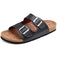 ONCAI Men's Slide Sandal Summer Beach Indoor and Outdoor Anti-skidding Flat Cork Sandals with Two Adjustable Straps