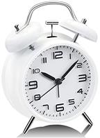 YouJabz Analogue Alarm Clock, Super Silent Non Ticking with Night Light, Battery Operated, Fashionable Round Metal Alarm Clock for Office, Bedroom, Elderly, Adults, Children, School Gift