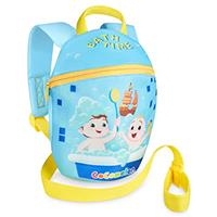 Cocomelon Toddler Backpack with reins | Baby Reins Backpack | Unisex Nursery Toddler Bag with reins for boy Girls | Cocomelon Baby JJ Tomtom Bath Time Design, Ocean Blue