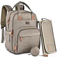 Dikaslon Changing Bag Backpack, Large Nappy Back Pack Multifunction Baby Bags with Portable Changing Mat, Pacifier Holder, and Stroller Straps, for Mom and Dad