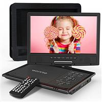 WONNIE 12.5'' Portable DVD Player with 10.5'' Swivel Screen, 2024 New Upgrade Player Built-in 5 Hours Rechargeable Battery, Supports USB/SD Card/TV Sync and Direct Play in Formats AVI/MP3/JPEG/RMVB