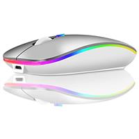 Wireless Mouse for Laptop, Rechargeale Bluetooth Mouse for Macbook Pro /Air /Mac /iPad /Chromebook /Computer -LED Dual Mode(USB 2.4Ghz + Bluetooth 5.1) Silent Mouse with USB C Adapter