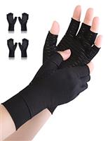AovYoo 2 Pairs Copper Arthritis Compression Gloves Raynauds Gloves Rheumatoid Osteoarthritis Wrist Supports -Hand Pain Relief