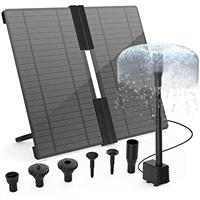 AISITIN Solar Fountain Folding Stand, 12V 20W High Power Solar Panel with 6 Nozzle Fittings and Bracket, Adjust The Angle of The Solar Panel at Will, Suitable for Pond, Pool, Bird Pond, Garden