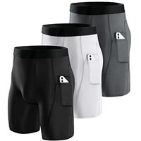 Niksa 1 or 3 Pack Mens Compression Shorts Running Base Layer Shorts Mens Compression Workout Shorts with Cell Phone Pockets Tight Dry and Breathable Sports Shorts for Cycling,Yoga,Boxing,Gym,Running