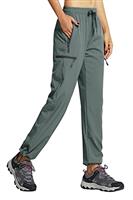 Libin Women's Hiking Trousers Waterproof Quick Dry Walking Pants Outdoor Elastic Waist Camping Travel Safari Rain with Zipper Pockets