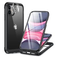 Miracase Compatible with iPhone 11/12/12 Pro Case 6.1 inch, [Built-in Glass Screen Protector] Full Body Rubber Bumper Case Cover