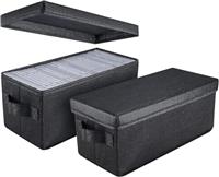 UENTIP CD Storage Boxes - Pack of 4 CD Case Storage - 13.2" x 5.9" x 5.3", Container holds 30 CDs in full jewel cases, 60 CDs in slim cases, and 165 discs in CD sleeves - Black