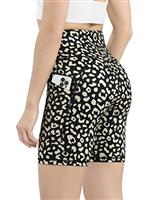 Leovqn Women's Cycling Shorts with Pockets High Waist Gym Running Shorts for Workout Yoga Sports