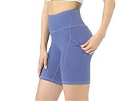 Leovqn Women's Cycling Shorts with Pockets High Waist Gym Running Shorts for Workout Yoga Sports