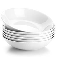 MALACASA, Series Regular, 1900ml Porcelain Deep Bowl Set, Cereal Bowls/Soup Bowls/Rice Bowls/Pasta Bowls/Noodle Bowls/Salad Bowls(20 * 20 * 10cm), White, Set of 3