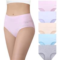 coskefy Underwear Women, High Waisted Cotton Knickers Ladies Full Briefs Soft Panties Slight Tummy Control Pants 5 Pack