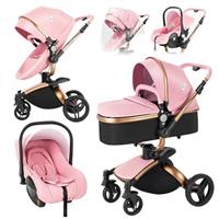 Magic ZC 3 in 1 Pushchair Pram Travel System, Baby Stroller 3 in 1 with Reversible Two Pushing Modes, Newborn Infant Buggy Aluminum Frame, Toddler Carriage One-Click Folding