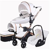 Magic ZC 3 in 1 Pushchair Pram Travel System, Baby Stroller 3 in 1 with Reversible Two Pushing Modes, Newborn Infant Buggy Aluminum Frame, Toddler Carriage One-Click Folding