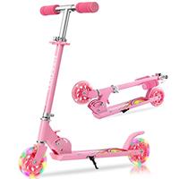 TENBOOM Kids Scooter Ages 6-12, Easy Folding with Adjustable Handlebar and Rear Brake, Light Up for Girls & Boys