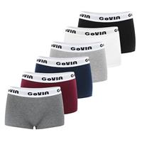 GoVIA Womens Boxers Underwear,Women's Boyshort Cotton Boxer Briefs Panties Pack of 6,3921
