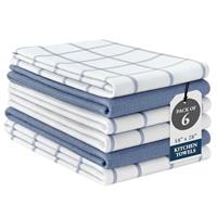 LANE LINEN Kitchen Towels Set - Dish Towels, 18x 28, Large Cotton Kitchen Hand Towels, Flat & Terry Towel, Highly Absorbent Tea Towels Set with Hanging Loop, Premium Dish Towels for Kitchen