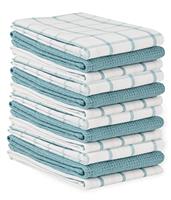 LANE LINEN Kitchen Towels Set - Dish Towels, 18x 28, Large Cotton Kitchen Hand Towels, Flat & Terry Towel, Highly Absorbent Tea Towels Set with Hanging Loop, Premium Dish Towels for Kitchen