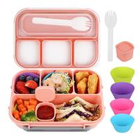 MaMix Bento Box for Kids, Lunch Box Kids, Lunch Containers for Adults,4 Compartment Leak-Proof with Sauce Snack Pot Cutlery (Bright Blue)