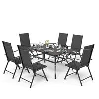 PHI VILLA Garden Table and Chairs Set of 6