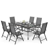 PHI VILLA Garden Table and Chairs Set of 6