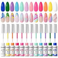 RARJSM Nail Art Gel Liner Polish Set 5ml French Line Painting Gel Polish Nail Design Art Manicure Set 12 Colors