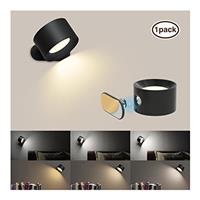 Coollamp Wall Light, Indoor Wall Lamp with 3 Brightness Levels 3 Color Lighting Touch Control, Battery Operated Lamp for Bedroom Living Room