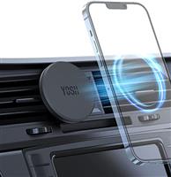 YOSH Magnetic Phone Car Mount Air Vent with Mag-Safe-Supportable Plate, No Interfere with Wireless-Charging, Mag-Safe Car Mount, Cradle for iPhone 16 15 14 13 12 & All Phones with Included Metal Ring