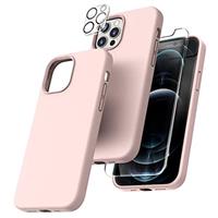 TOCOL 5 in 1 for iPhone 14 Pro Max Case, with 2 Pack Screen Protector + 2 Pack Camera Lens Protector, Liquid Silicone Slim Shockproof Cover [Anti-Scratch] [Drop Protection] 6.7 Inch, Lilac Purple