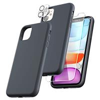 TOCOL 3 in 1 Silicone for iPhone 15 Case 6.1-Inch, with 2 Pack HD Tempered Glass Screen Protector, Liquid Silicone Slim Silky-Soft Touch Multi-Color Anti-Scratch Shockproof Cover, Yellow