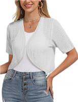Totatuit Women Bolero Shrugs Summer Short Sleeve Crochet Knitted Cropped Cardigan Ladies Casual Cropped Shrug for Dresses Wedding Evening