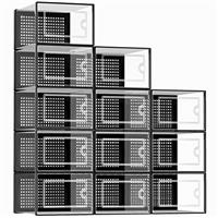 Kuject Shoe Storage Boxes, 12 Pack Clear Plastic Stackable Storage Organizers Bins with Lids for Closet, Under Bed Shoe Containers for Entryway, Drop Front