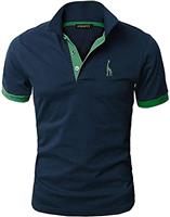 GNRSPTY Mens Short Sleeve Polo Shirts Classic Giraffe Embroidery Golf Tennis T-Shirt