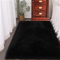 ABWXN Faux Sheepskin Rug, Fluffy Shaggy Area Rugs, Furry Longhair Fleece Rug for Bedroom Bedside Chair Sofa