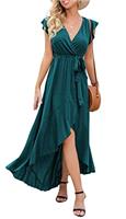 GRECERELLE Womens Summer Maxi Dress Boho Floral Cocktail Midi Polka Dot Wrap Dresses V Neck Casual Party Bohemian Flowy Long Dress for Ladies